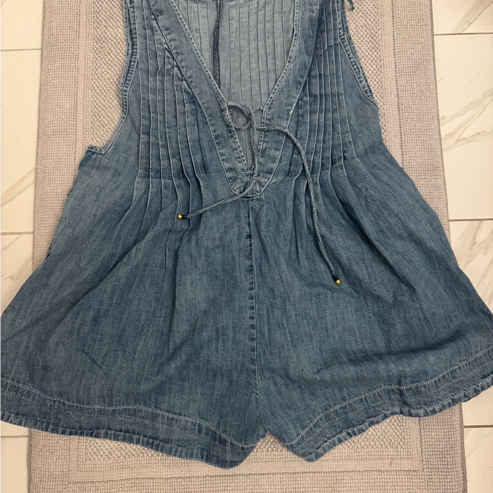 Free People Denim V-Neck Romper - Picture 2 of 2